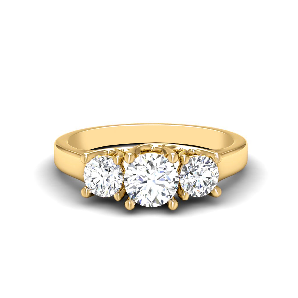 2.05-2.40 CT Round Cut Lab Grown Diamonds - Three Stone Ring