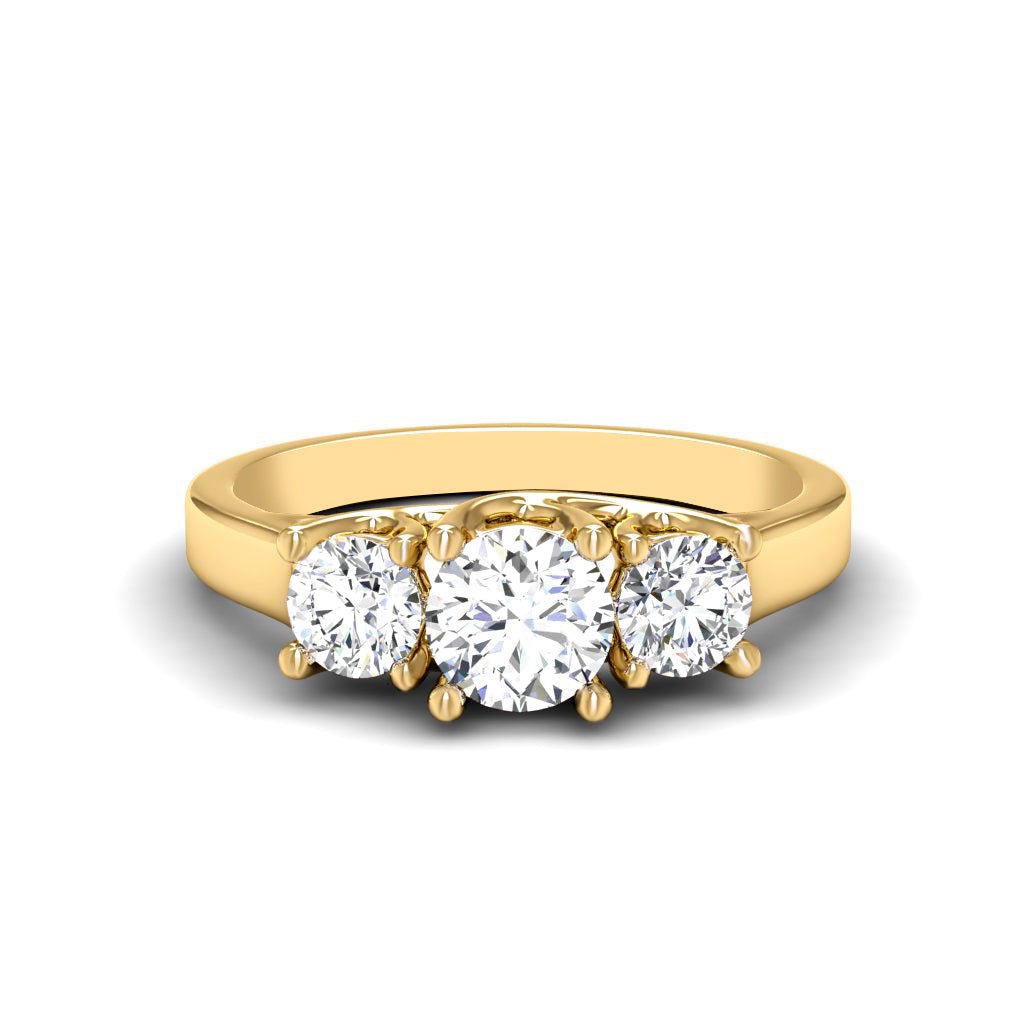 1.40-6.90 CT Round Cut Diamonds - Three Stone Rings