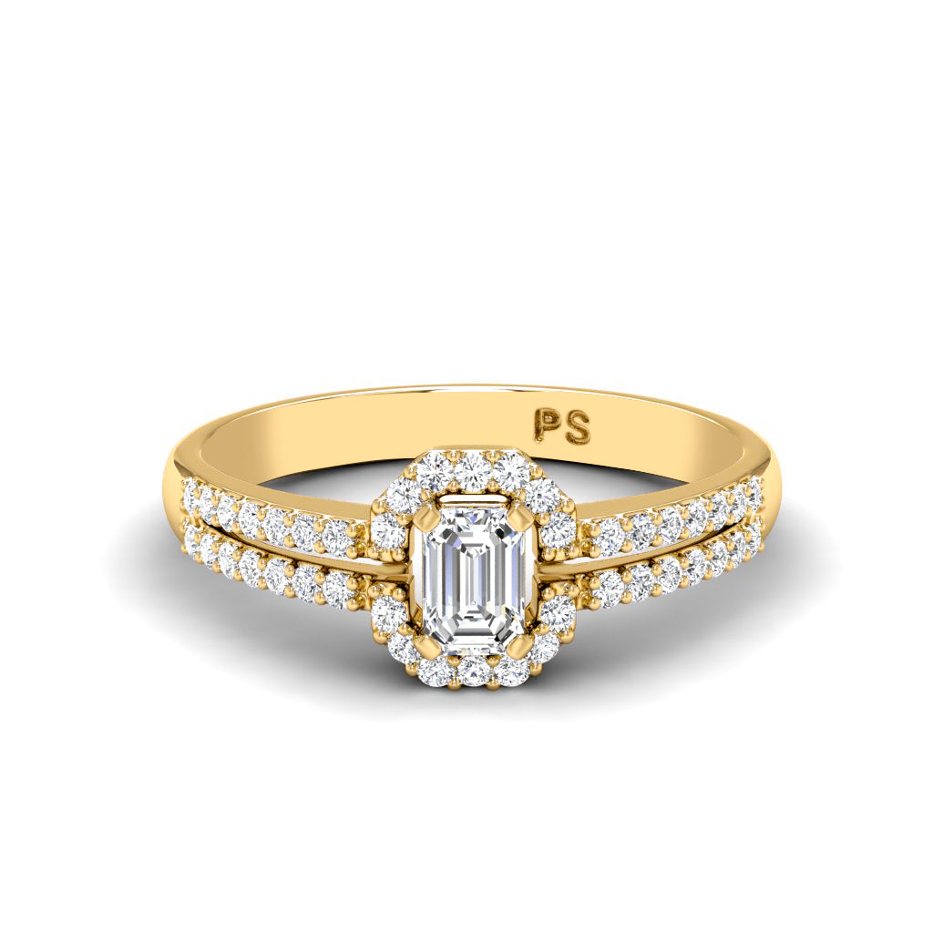 0.65-1.80 CT Round & Emerald Cut Diamonds - Halo Ring