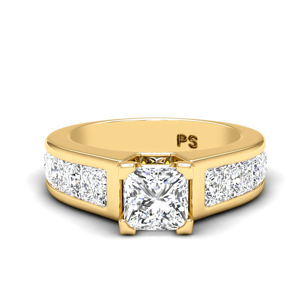 2.65-3.80 CT Princess Cut Natural Diamonds - Engagement Ring