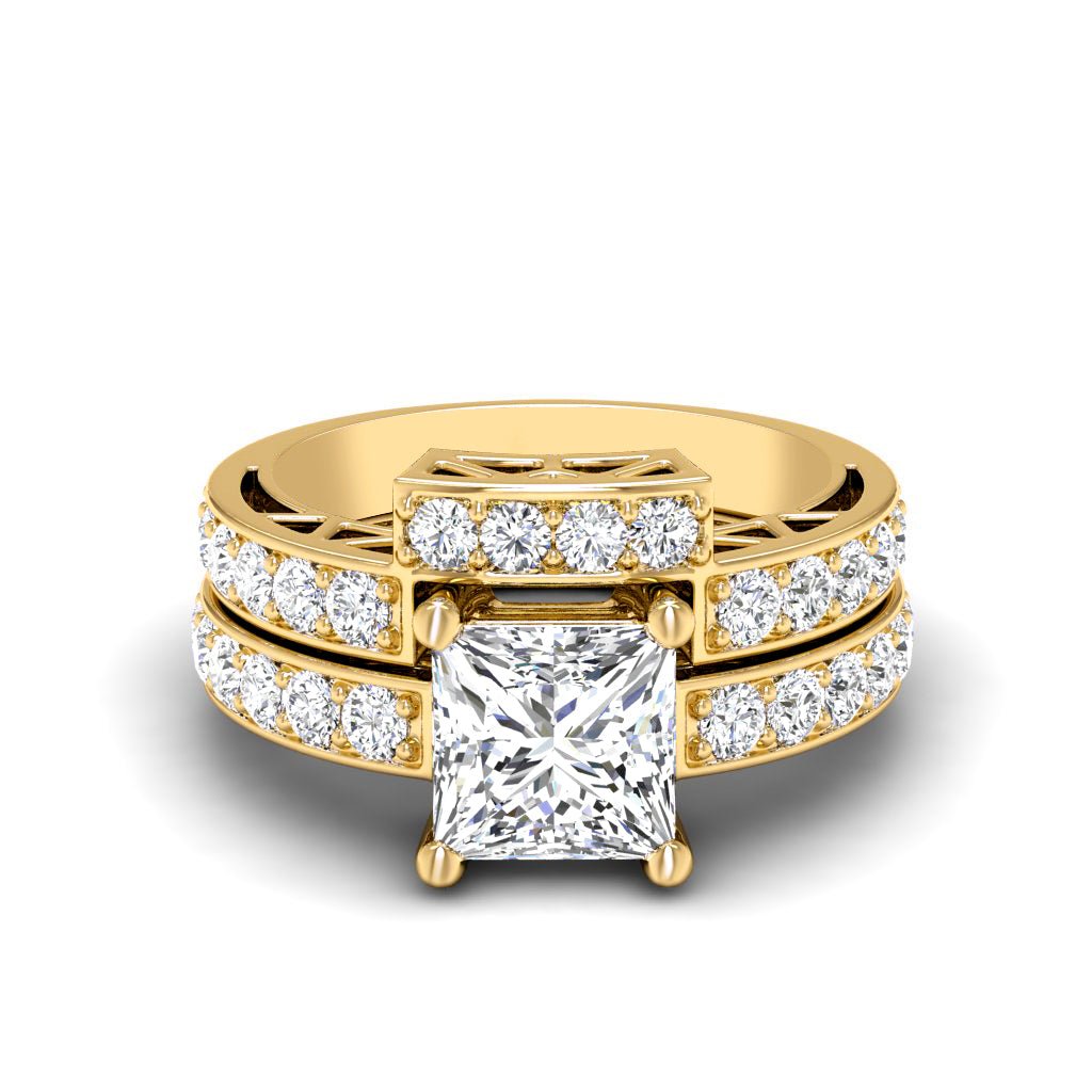 1.60 - 7.10 CT Princess & Round Cut Diamonds - Bridal Set - Primestyle.com