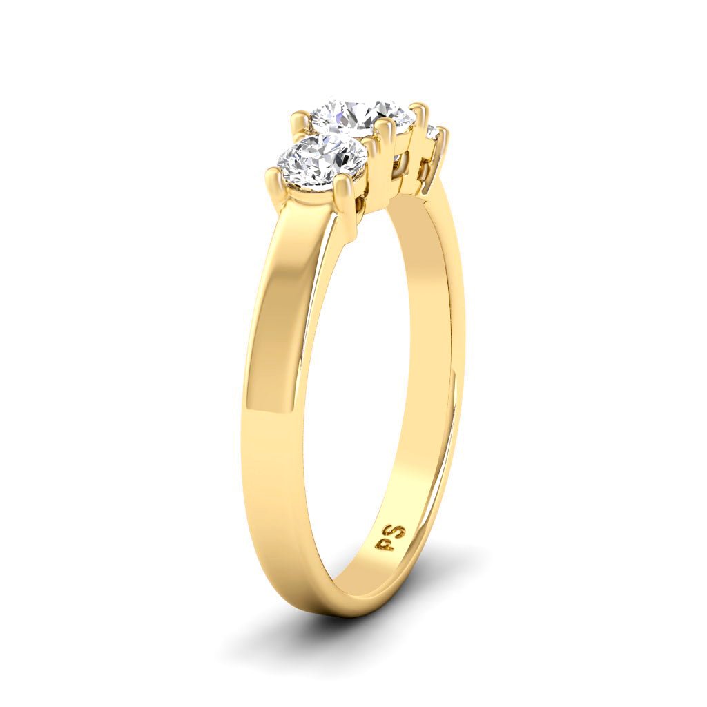 0.90 CT Round Cut Natural Diamonds - Three Stone Rings