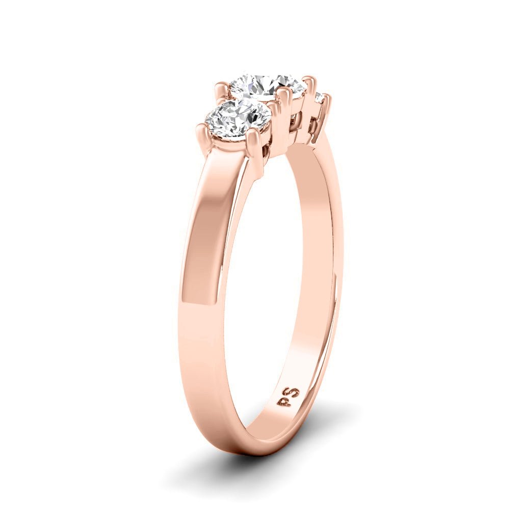 0.90 CT Round Cut Natural Diamonds - Three Stone Rings - Primestyle.com