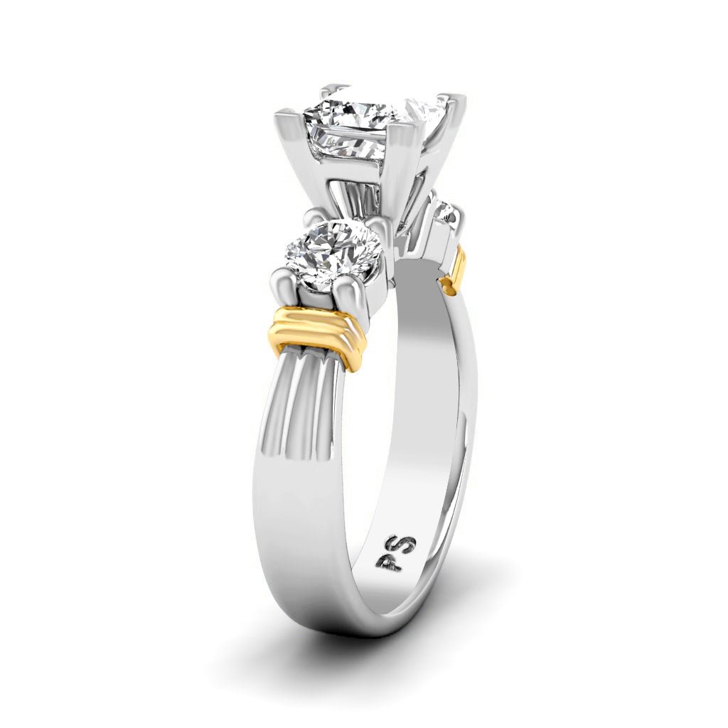 0.85 - 2.00 CT Princess & Round Cut Natural Diamonds - Engagement Ring - Primestyle.com