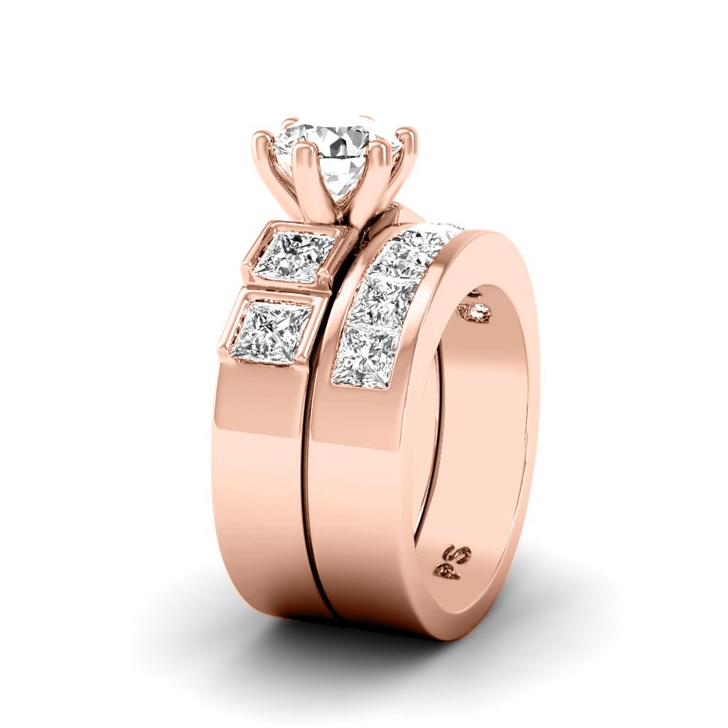 2.35 - 3.50 CT Princess & Round Cut Natural Diamonds - Bridal Set - Primestyle.com
