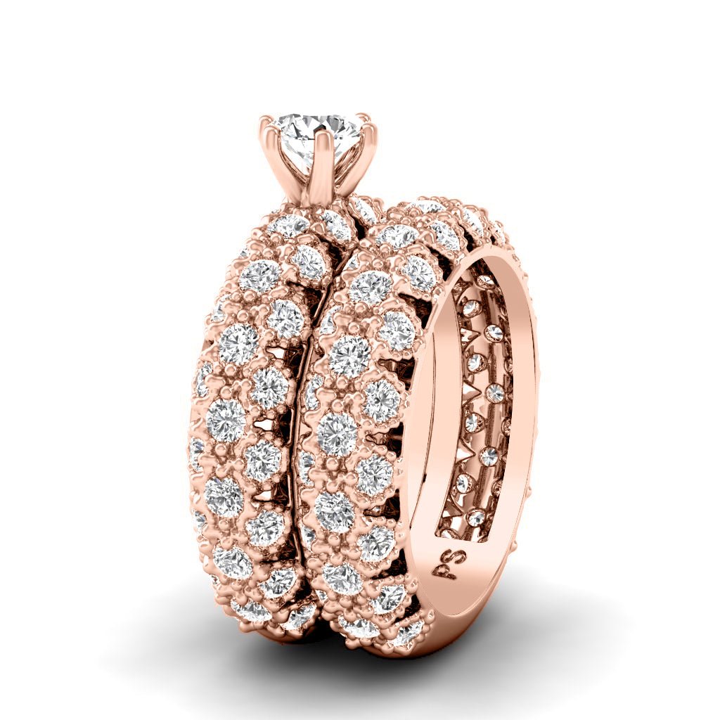 3.35-4.50 CT Round Cut Natural Diamonds - Bridal Set