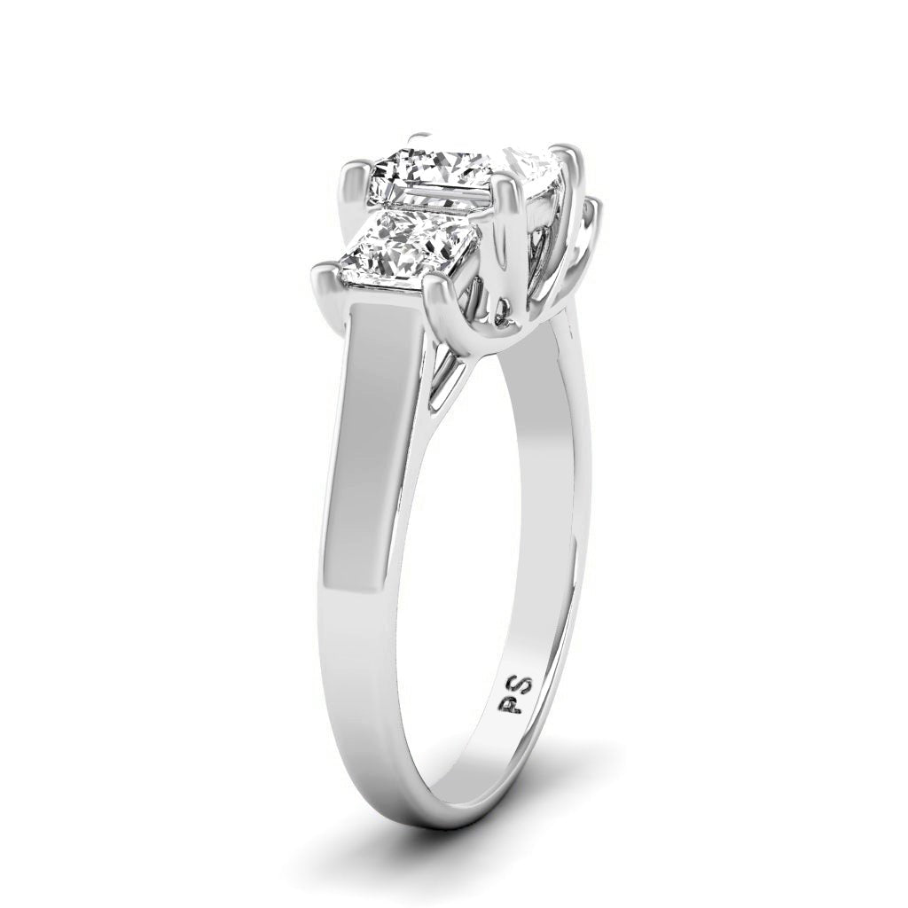 0.50 - 0.75 CT Princess Cut Lab Grown Diamonds - Three Stone Ring - Primestyle.com
