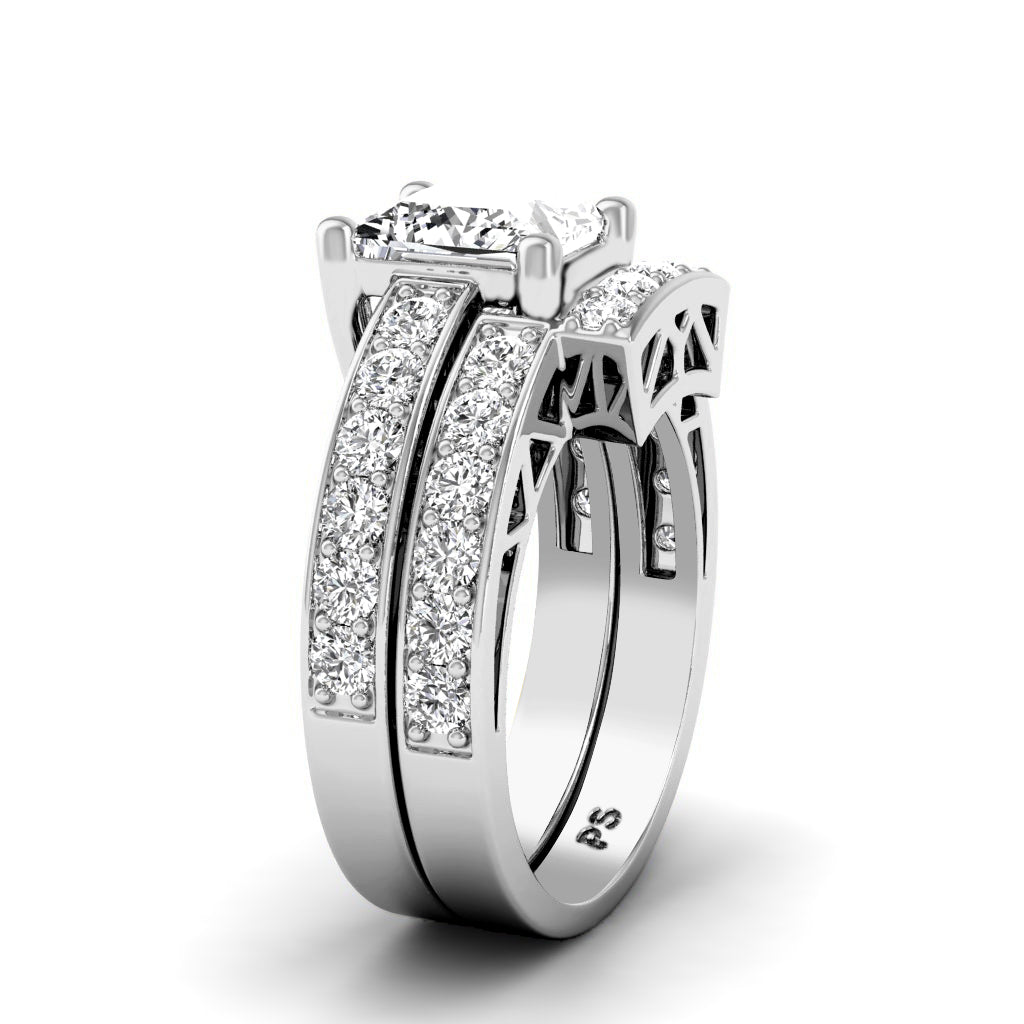 1.45-2.60 CT Princess & Round Cut Natural Diamonds - Bridal Set