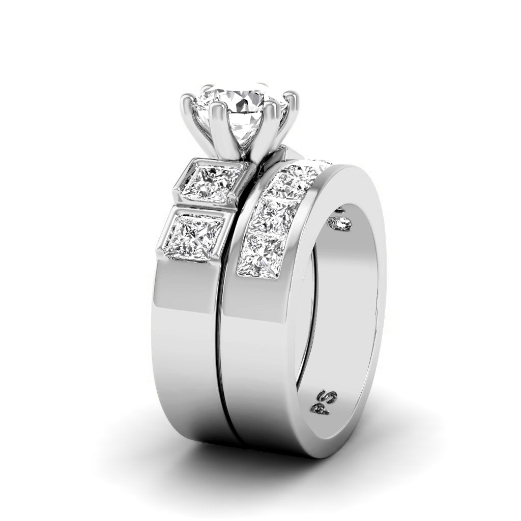 2.50-8.00 CT Princess & Round Cut Diamonds - Bridal Set