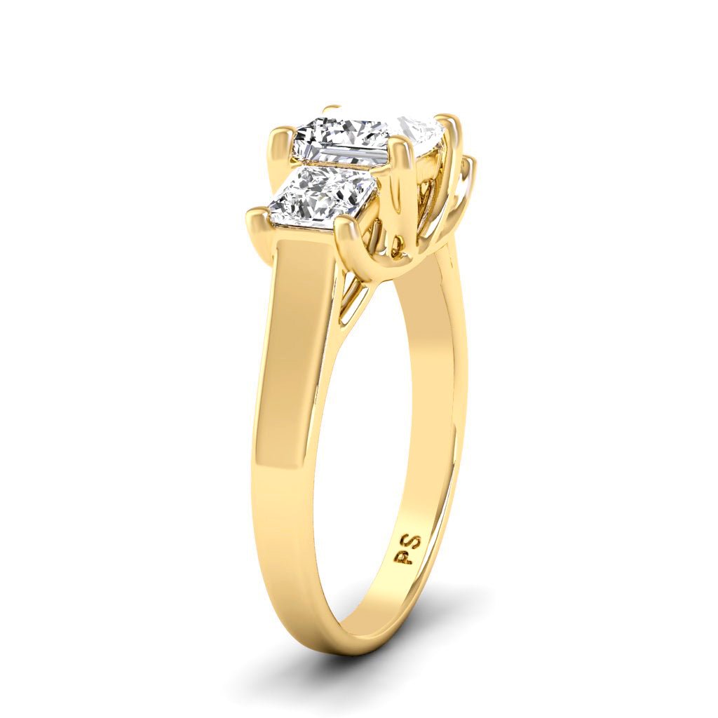 0.50 - 0.75 CT Princess Cut Lab Grown Diamonds - Three Stone Ring - Primestyle.com