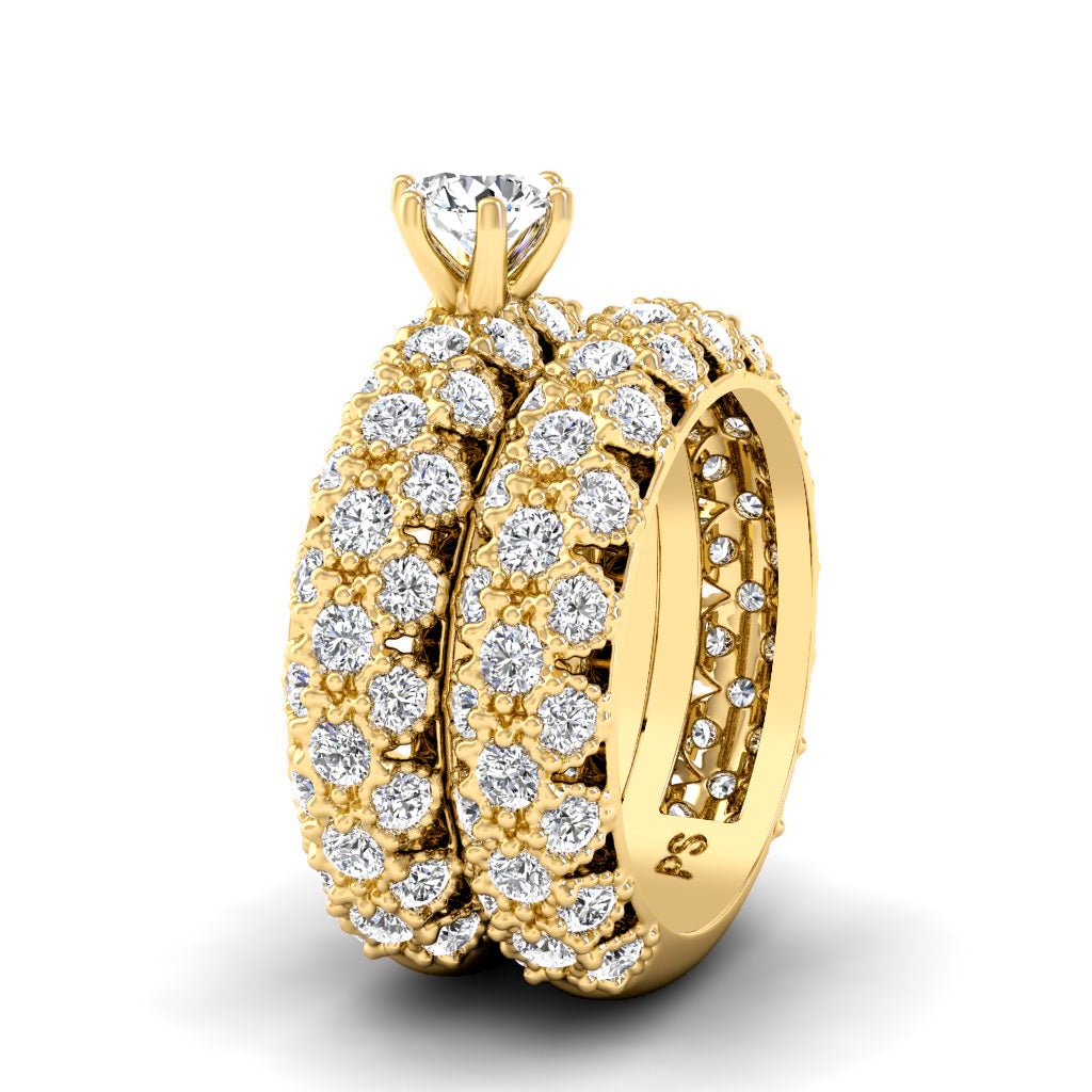 3.35-4.50 CT Round Cut Natural Diamonds - Bridal Set