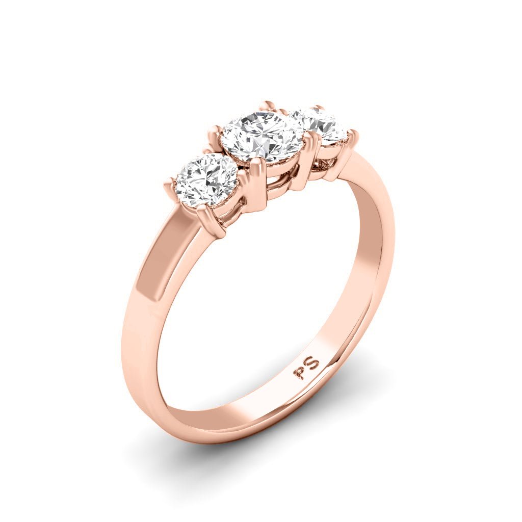 0.90 CT Round Cut Natural Diamonds - Three Stone Rings - Primestyle.com