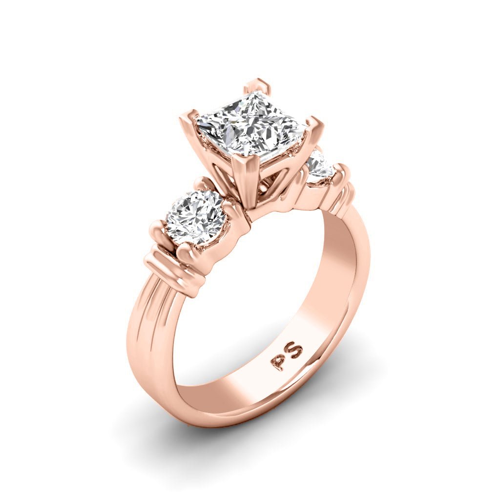 0.85-2.00 CT Princess & Round Cut Natural Diamonds - Engagement Ring