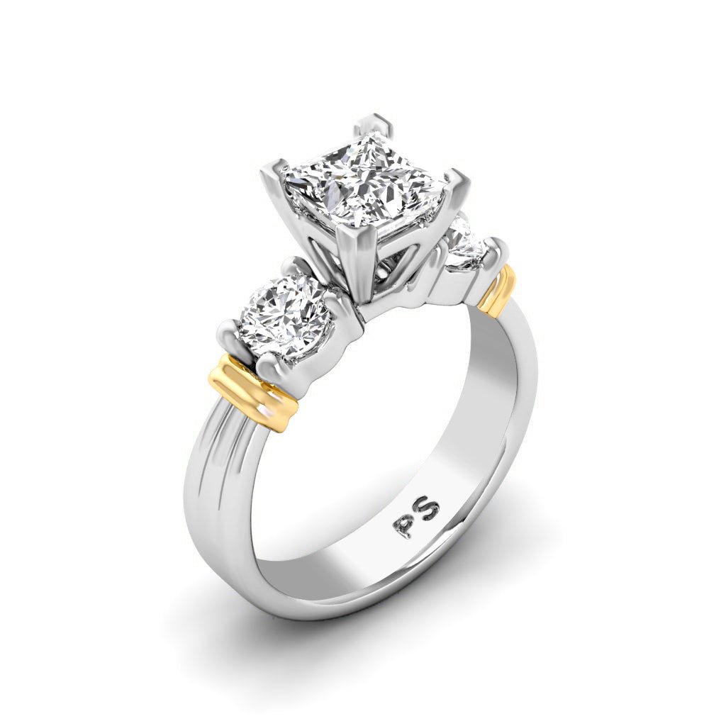 0.85 - 2.00 CT Princess & Round Cut Natural Diamonds - Engagement Ring - Primestyle.com