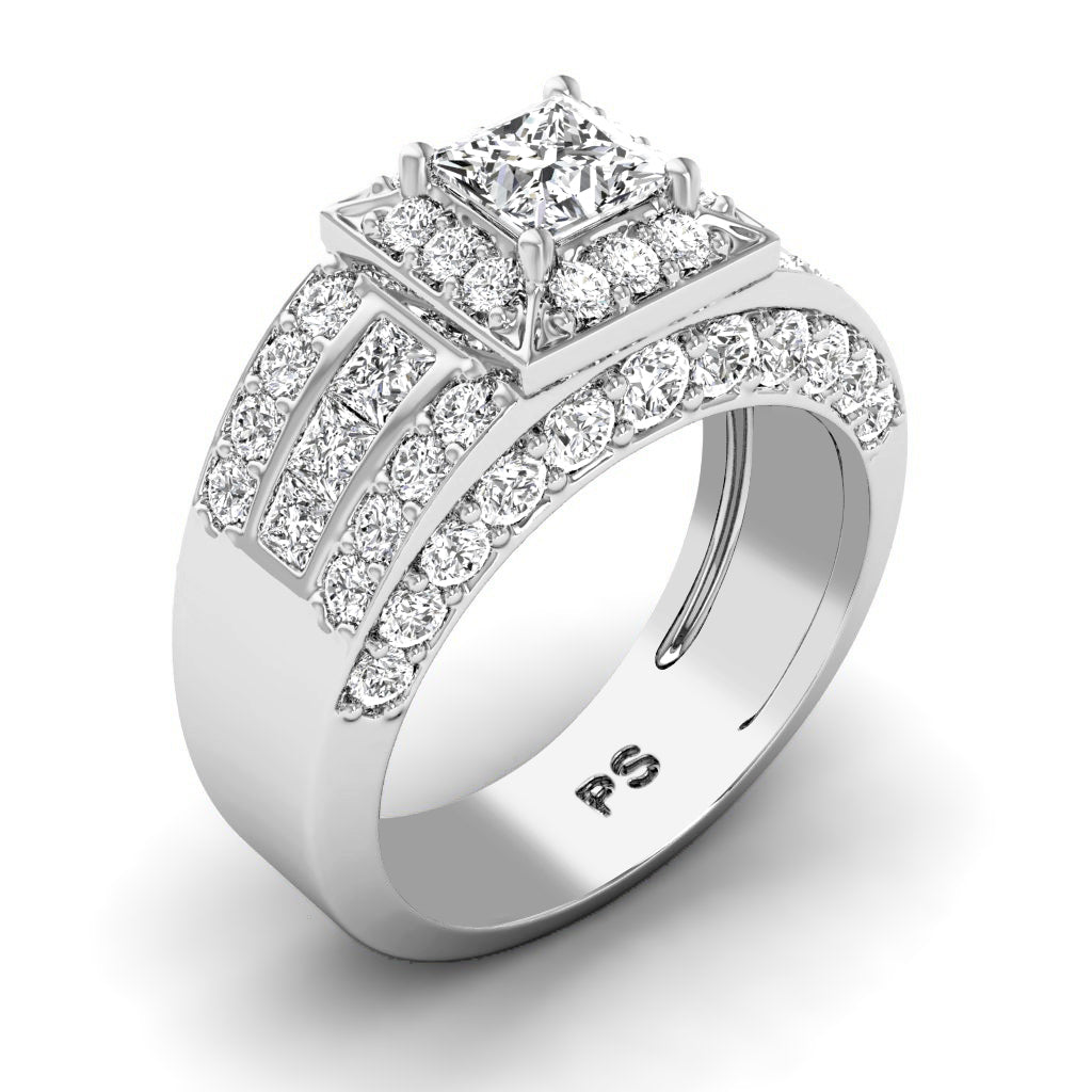 2.95-8.45 CT Princess & Round Cut Diamonds - Engagement Ring