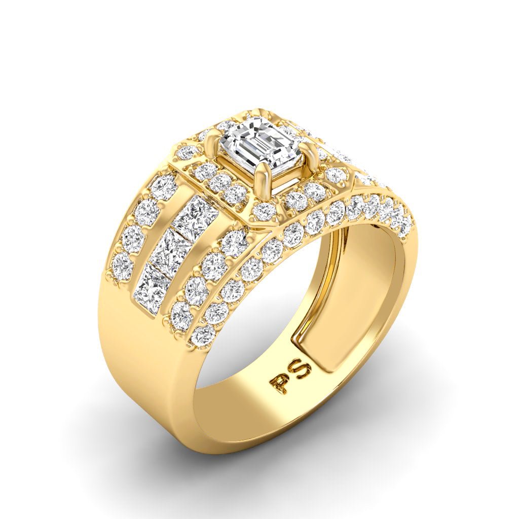 2.20 - 7.70 CT Emerald & Round Cut Diamonds - Engagement Ring - Primestyle.com