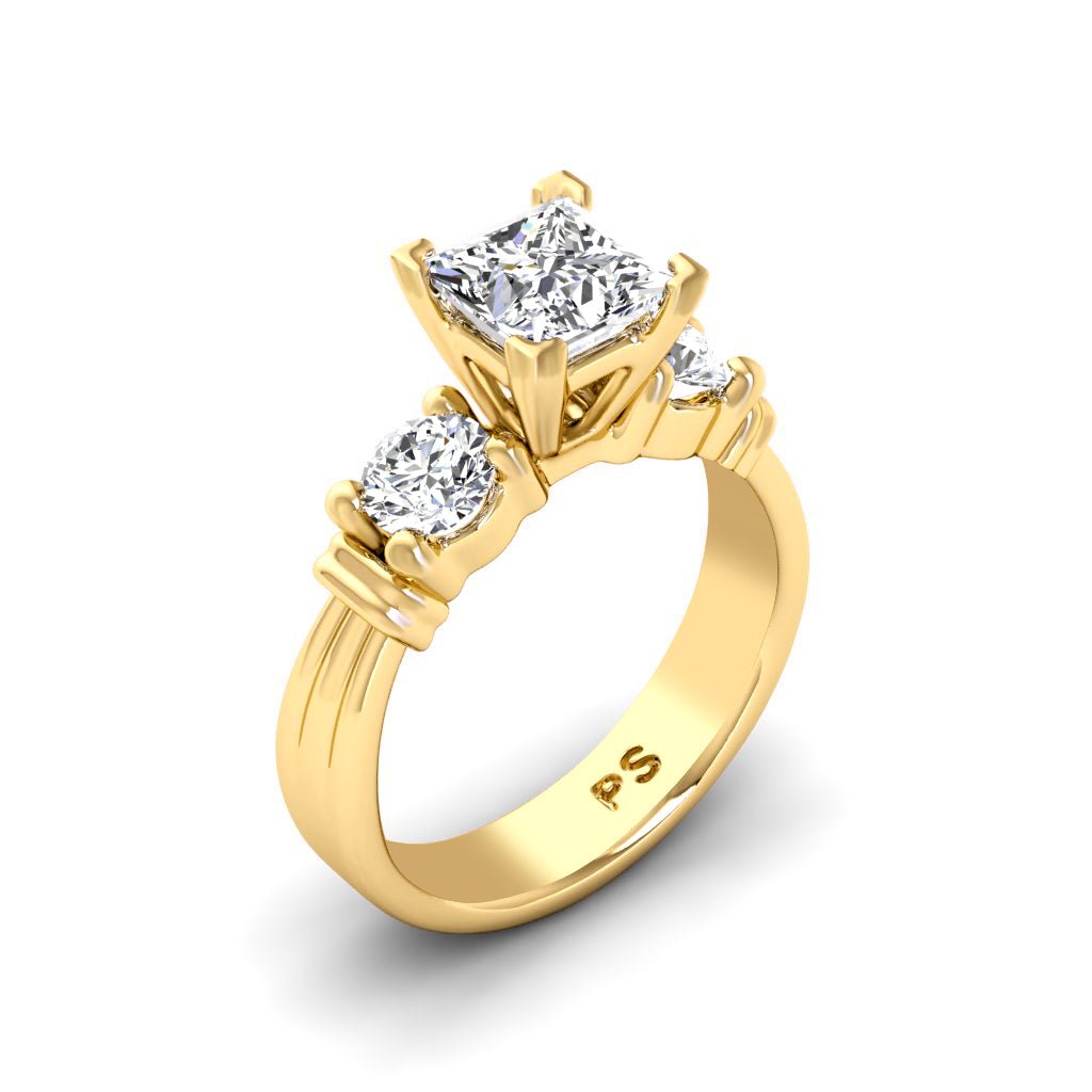 0.85 - 2.00 CT Princess & Round Cut Natural Diamonds - Engagement Ring - Primestyle.com