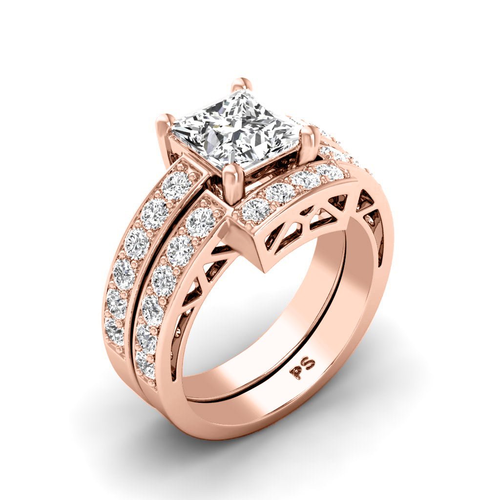 1.45 - 2.60 CT Princess & Round Cut Natural Diamonds - Bridal Set - Primestyle.com