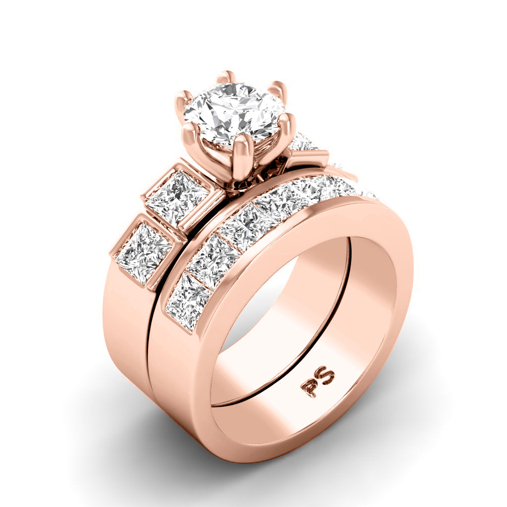 2.35-3.50 CT Princess & Round Cut Natural Diamonds - Bridal Set