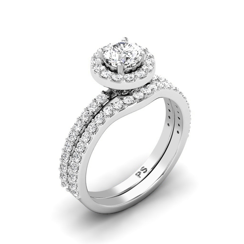 1.00-2.15 CT Round Cut Natural Diamonds - Bridal Set