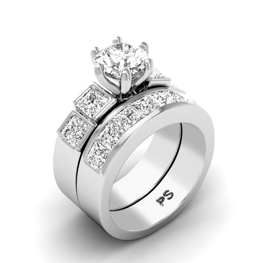 2.35-3.50 CT Princess & Round Cut Diamonds - Bridal Set