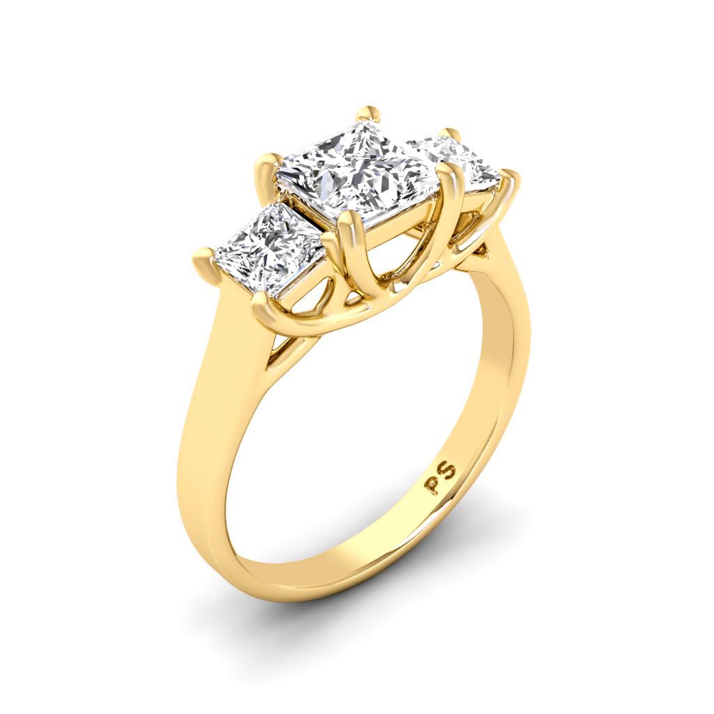 0.75-6.25 CT Princess Cut Diamonds - Three Stone Rings