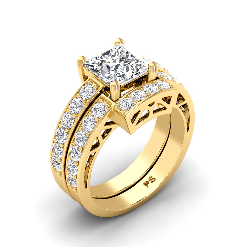 1.45-2.60 CT Round & Princess Cut Diamonds - Bridal Set