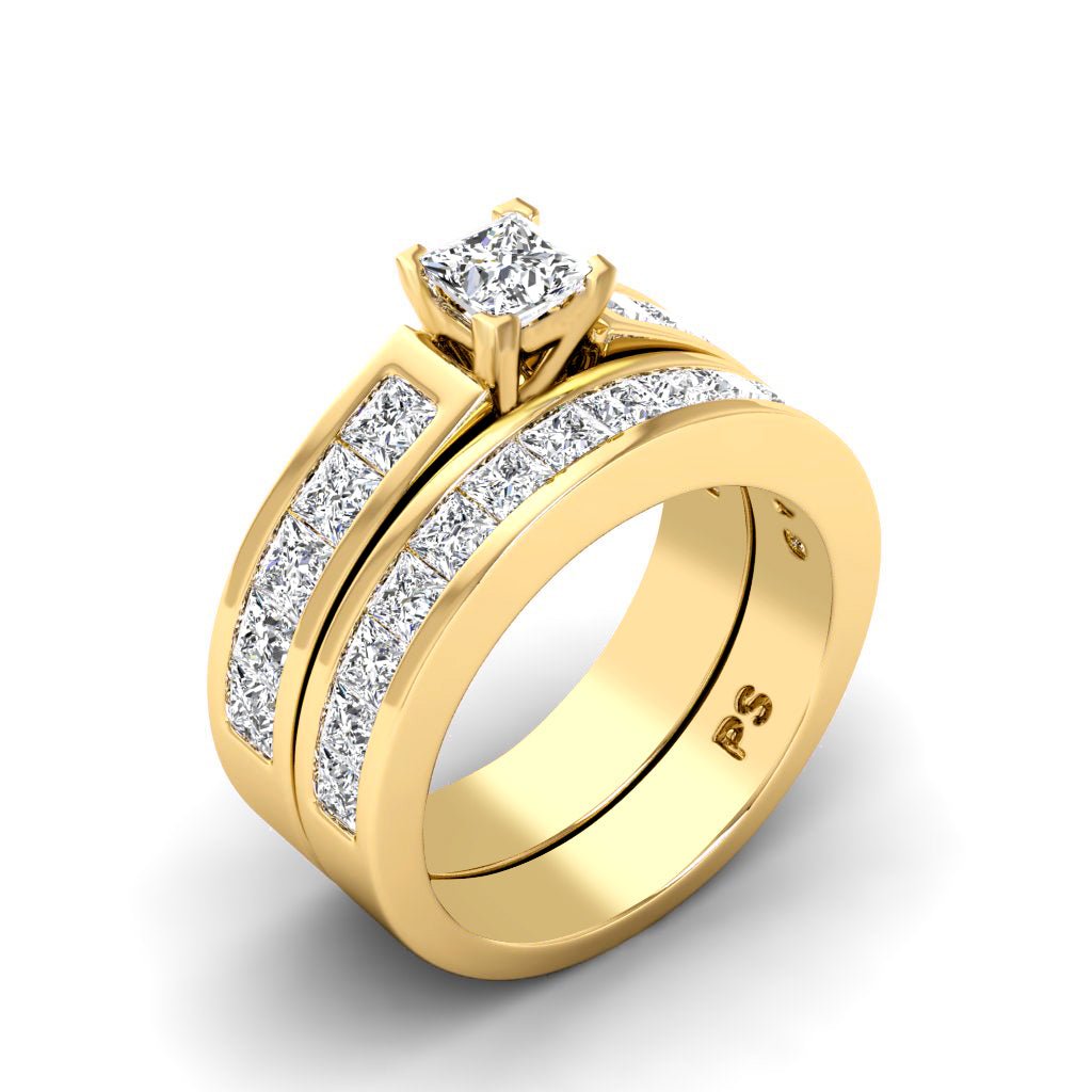 2.15-3.30 CT Princess Cut Natural Diamonds - Bridal Set