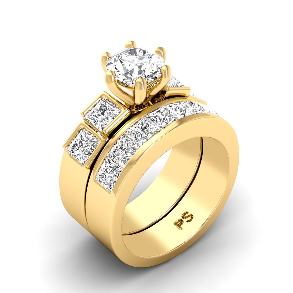 2.35 - 3.50 CT Princess & Round Cut Natural Diamonds - Bridal Set - Primestyle.com