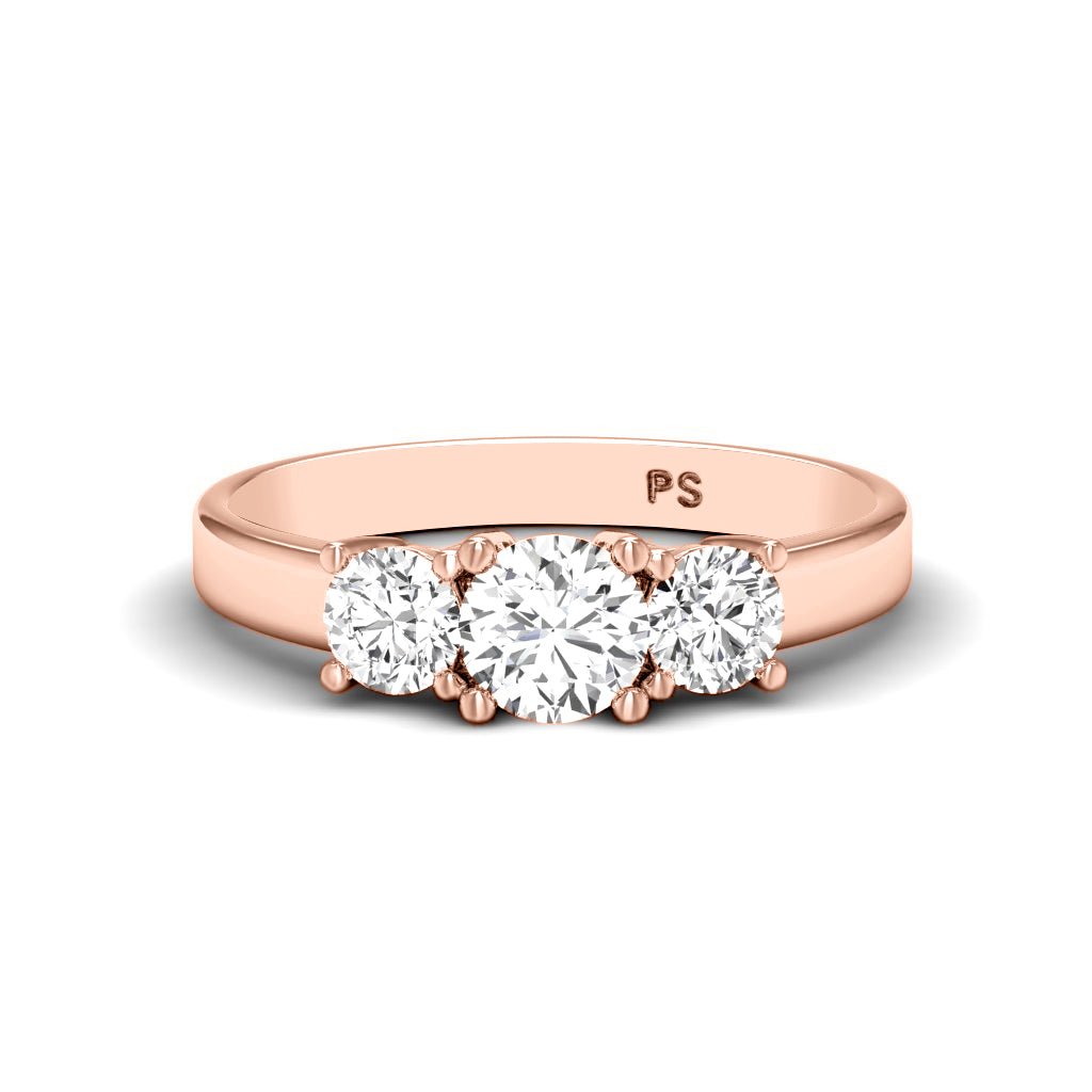 0.90 CT Round Cut Natural Diamonds - Three Stone Rings - Primestyle.com