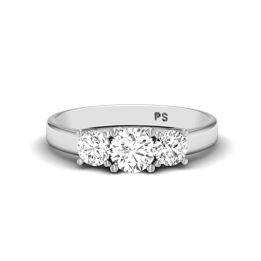 0.90 CT Round Cut Natural Diamonds - Three Stone Rings