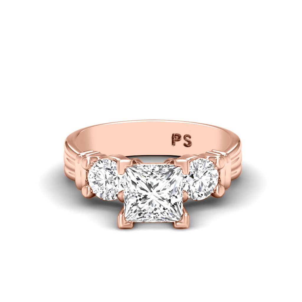 0.85-2.00 CT Princess & Round Cut Natural Diamonds - Engagement Ring