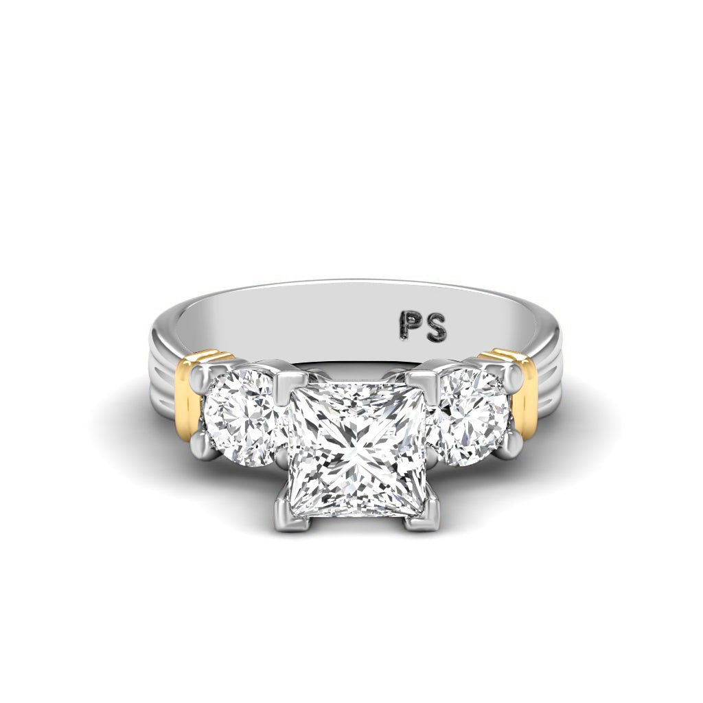 0.85-2.00 CT Princess & Round Cut Natural Diamonds - Engagement Ring