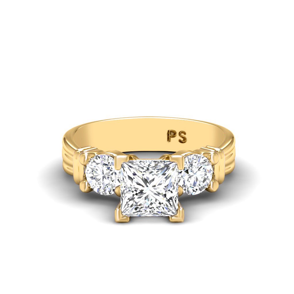 0.85-2.00 CT Princess & Round Cut Natural Diamonds - Engagement Ring