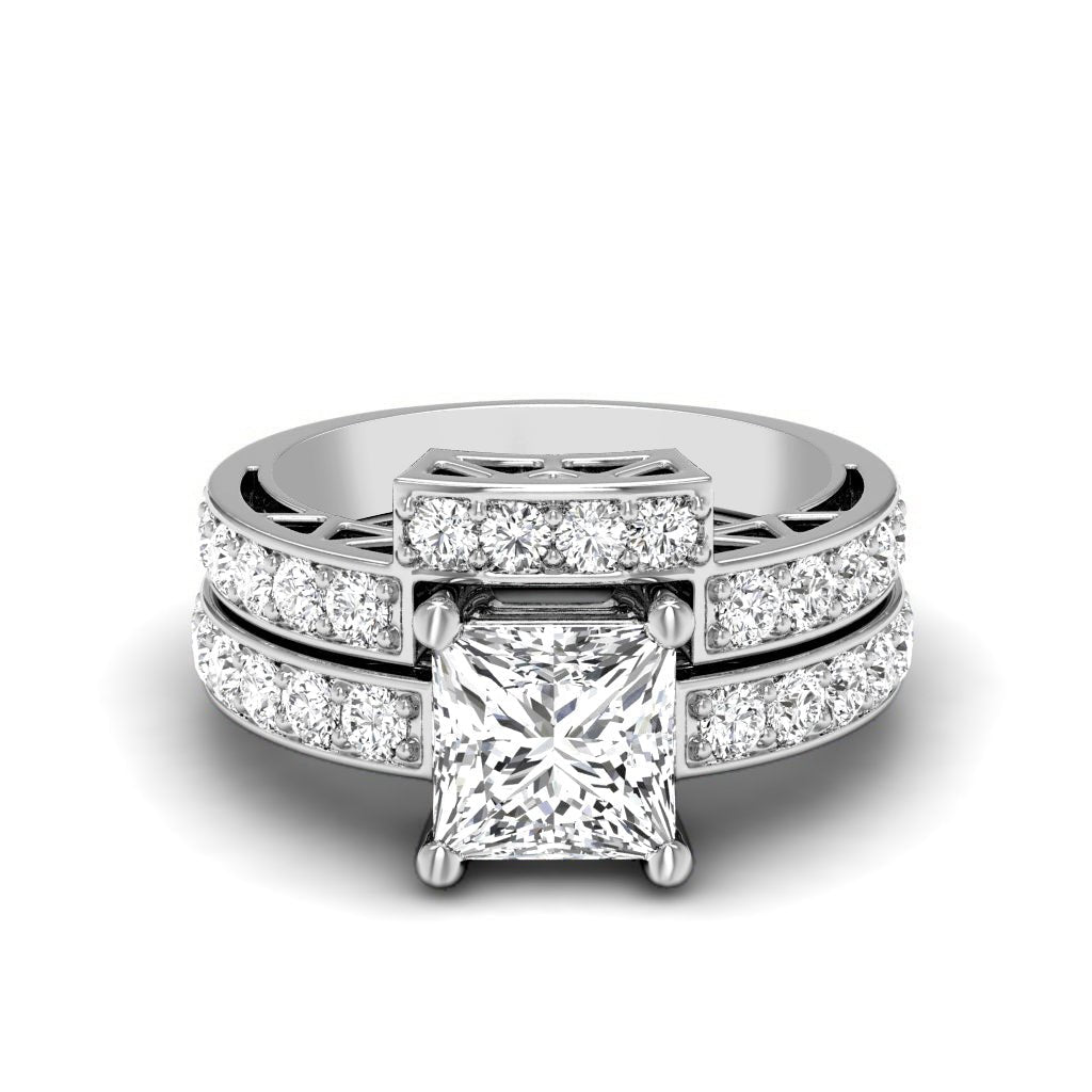 1.45 - 2.60 CT Princess & Round Cut Natural Diamonds - Bridal Set - Primestyle.com