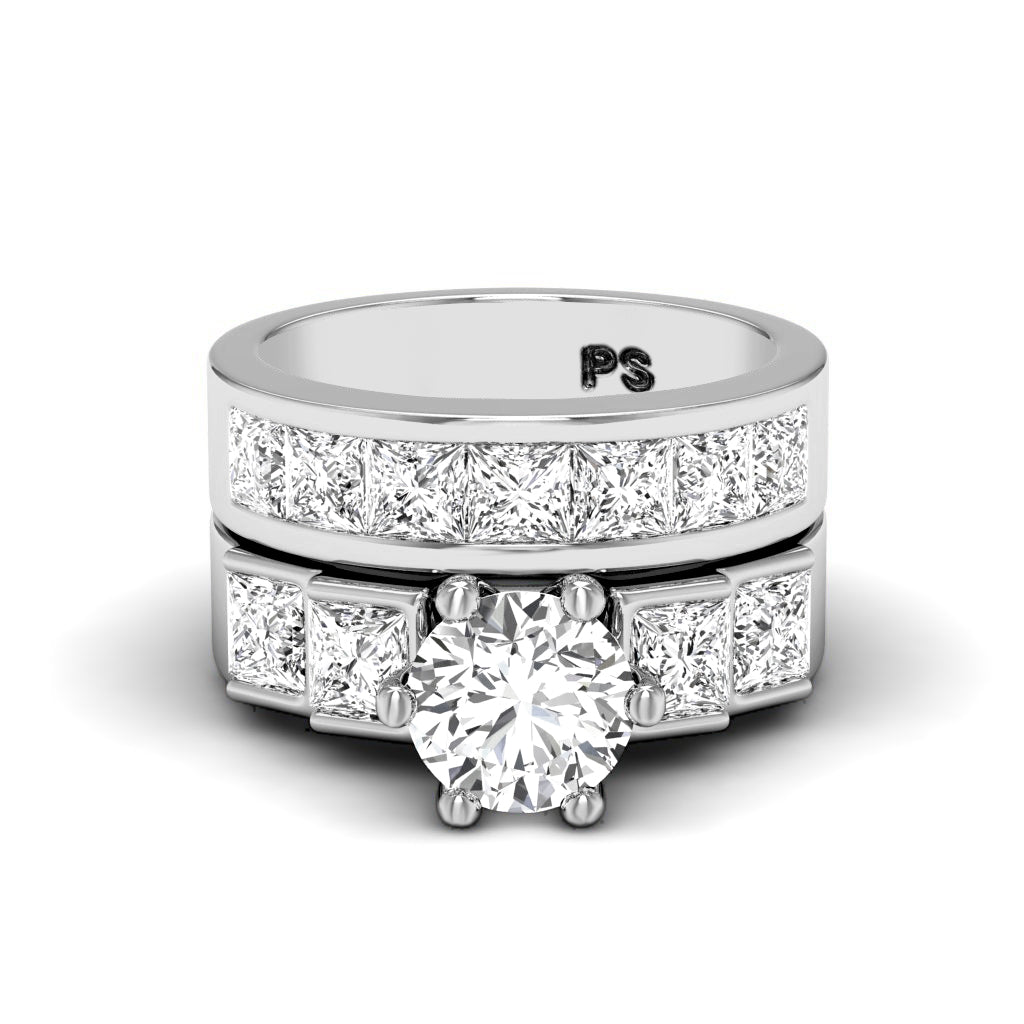 2.35-3.50 CT Princess & Round Cut Diamonds - Bridal Set
