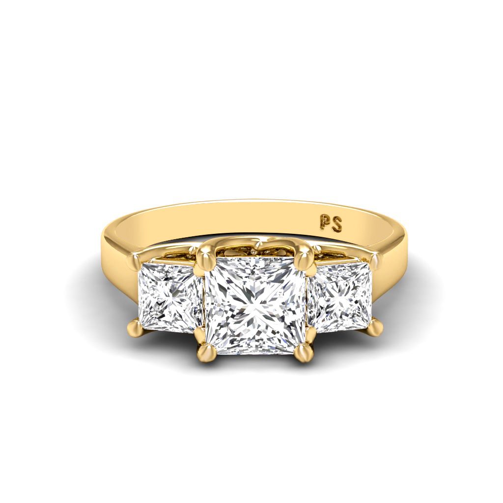 0.50 - 0.75 CT Princess Cut Lab Grown Diamonds - Three Stone Ring - Primestyle.com