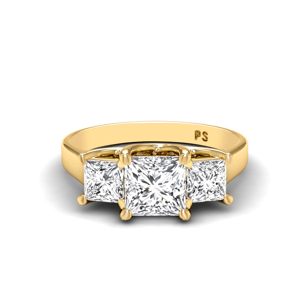 0.50-0.75 CT Princess Cut Diamonds - Three Stone Ring