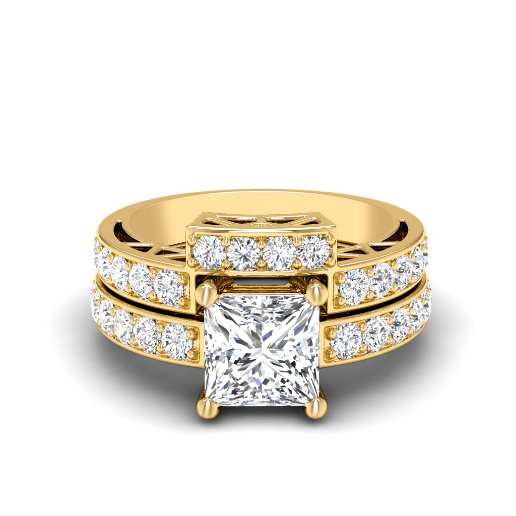 1.45-2.60 CT Princess & Round Cut Natural Diamonds - Bridal Set