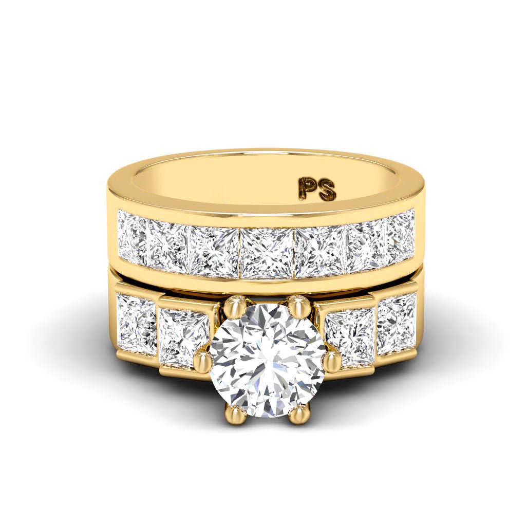 2.35 - 3.50 CT Princess & Round Cut Natural Diamonds - Bridal Set - Primestyle.com