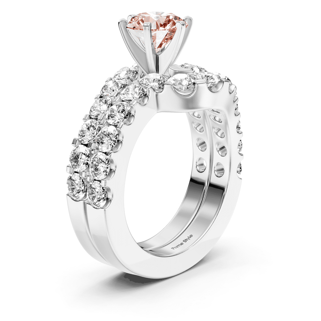 3.60-6.60 CT Round Cut Fancy Pink Diamonds - Bridal Set