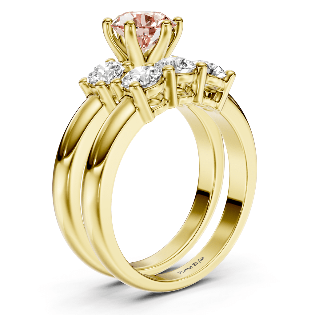 2.00 - 5.00 CT Round Cut Fancy Pink Diamonds - Bridal Set - Primestyle.com