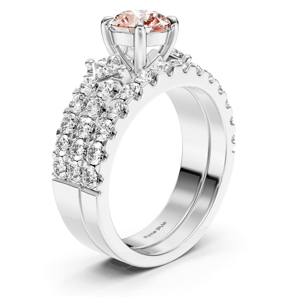 2.55 - 5.55 CT Princess & Round Cut Fancy Pink Diamonds - Bridal Set - Primestyle.com