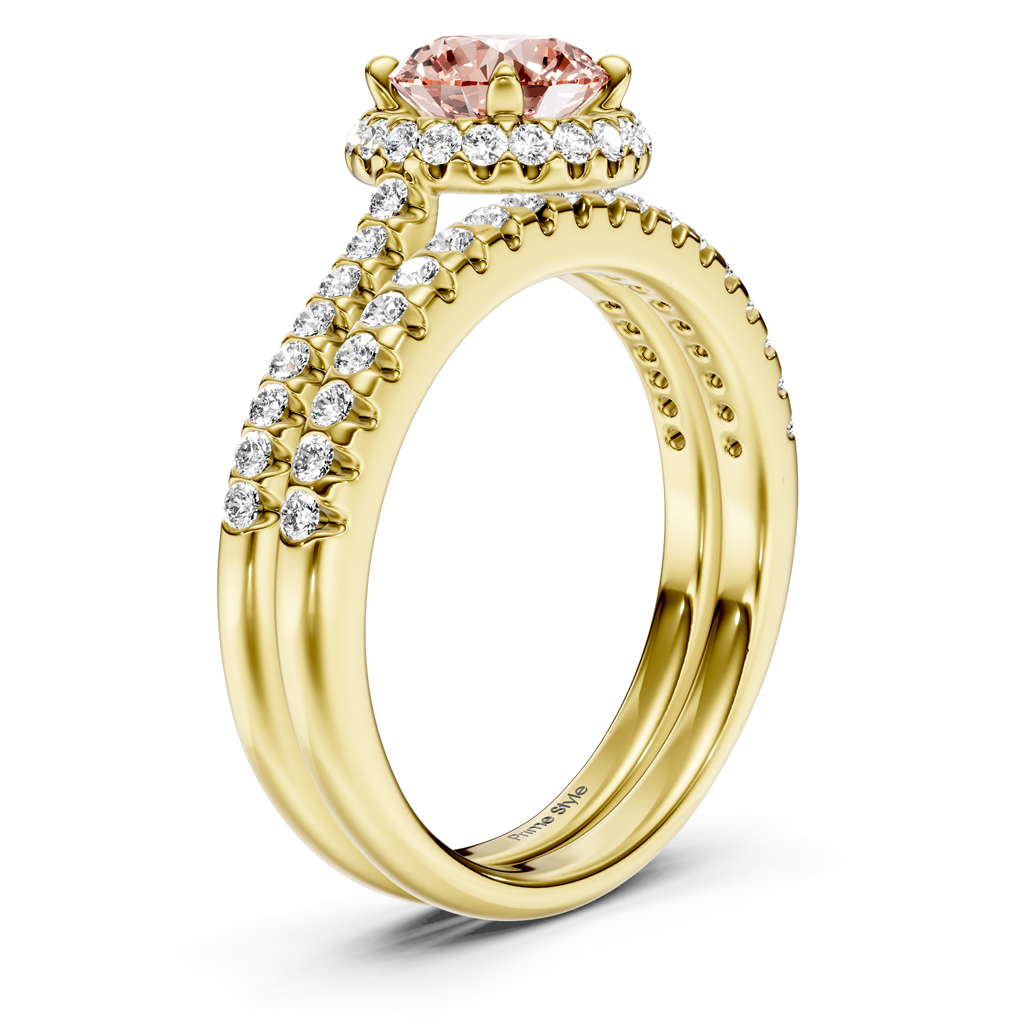 1.50-4.50 CT Round Cut Fancy Pink Diamonds - Bridal Set