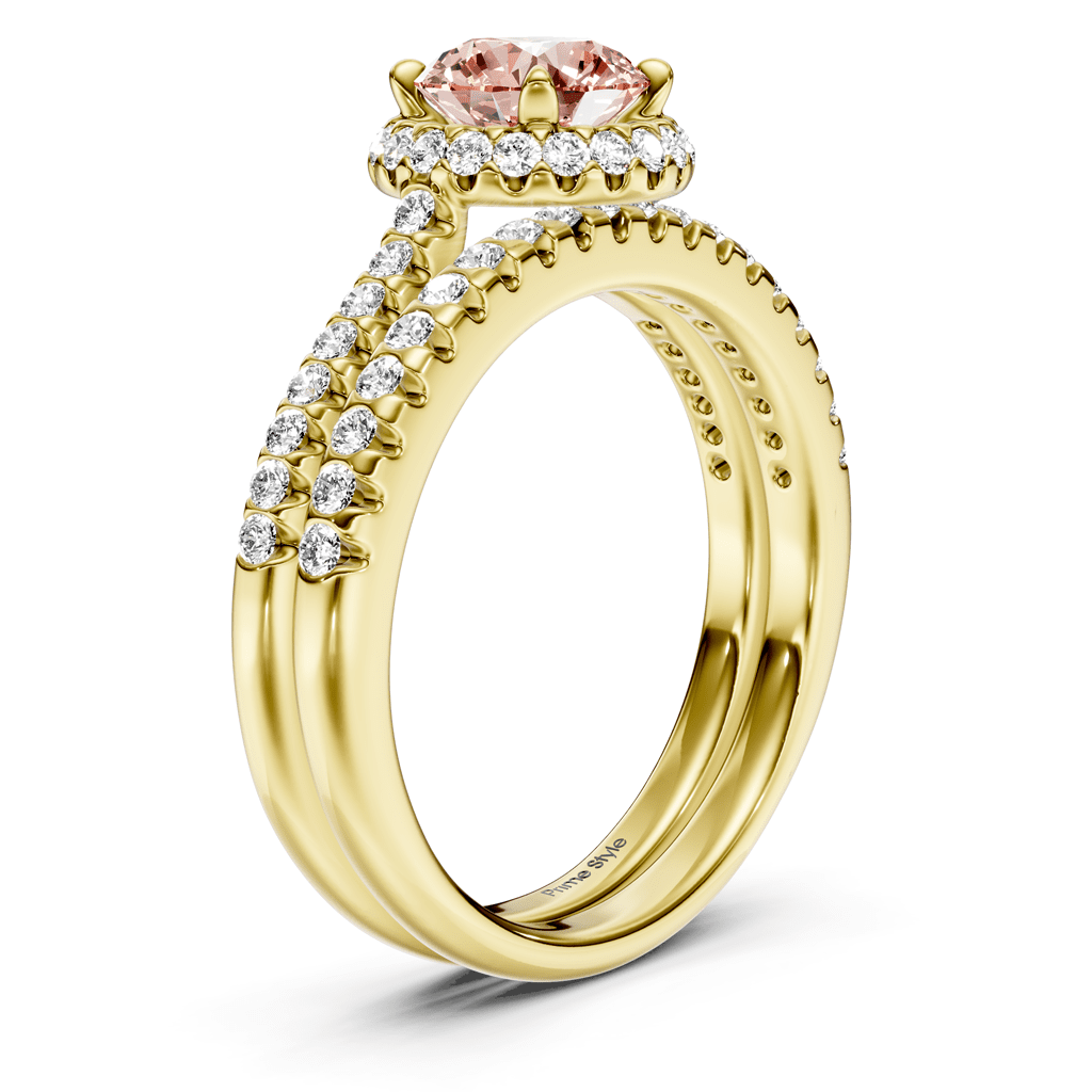 1.50-4.50 CT Round Cut Fancy Pink Diamonds - Bridal Set