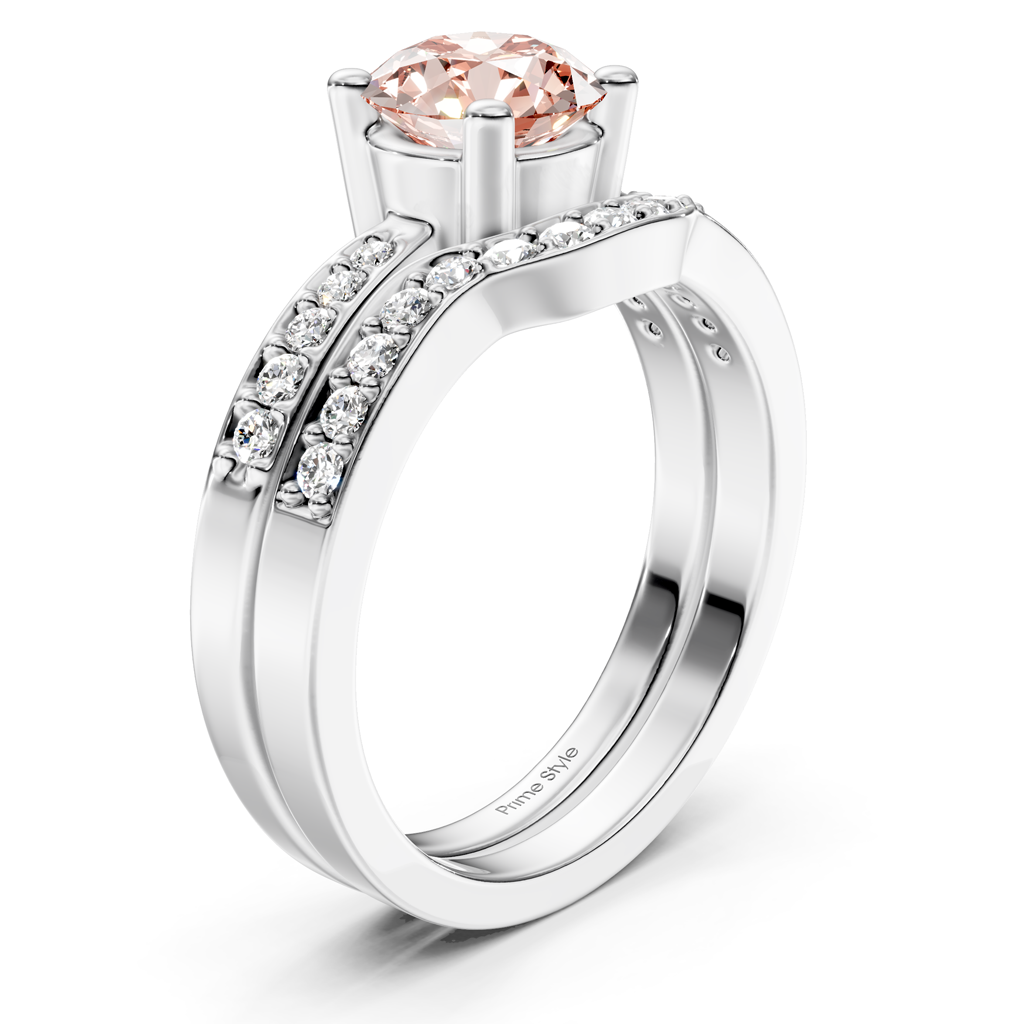 1.40-4.40 CT Round Cut Fancy Pink Diamonds - Bridal Set