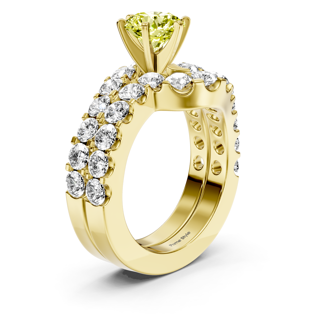3.60 - 6.60 CT Round Cut Fancy Yellow Diamonds - Bridal Set - Primestyle.com