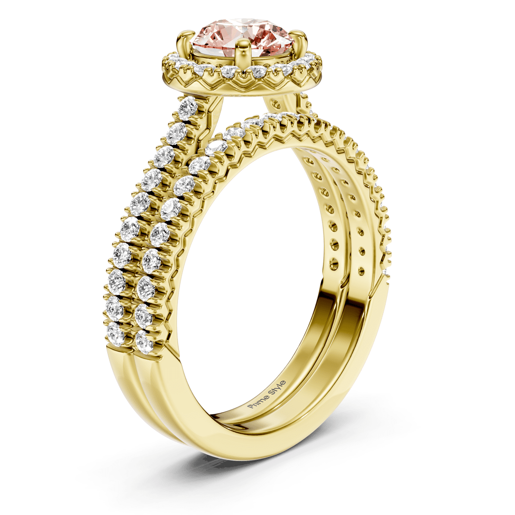 1.70 - 4.70 CT Round Cut Fancy Pink Diamonds - Bridal Set - Primestyle.com