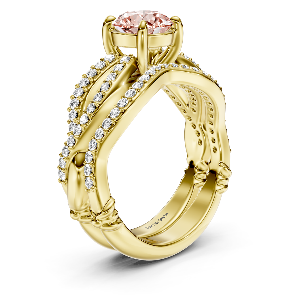 1.35-4.35 CT Round Cut Fancy Pink Diamonds - Bridal Set