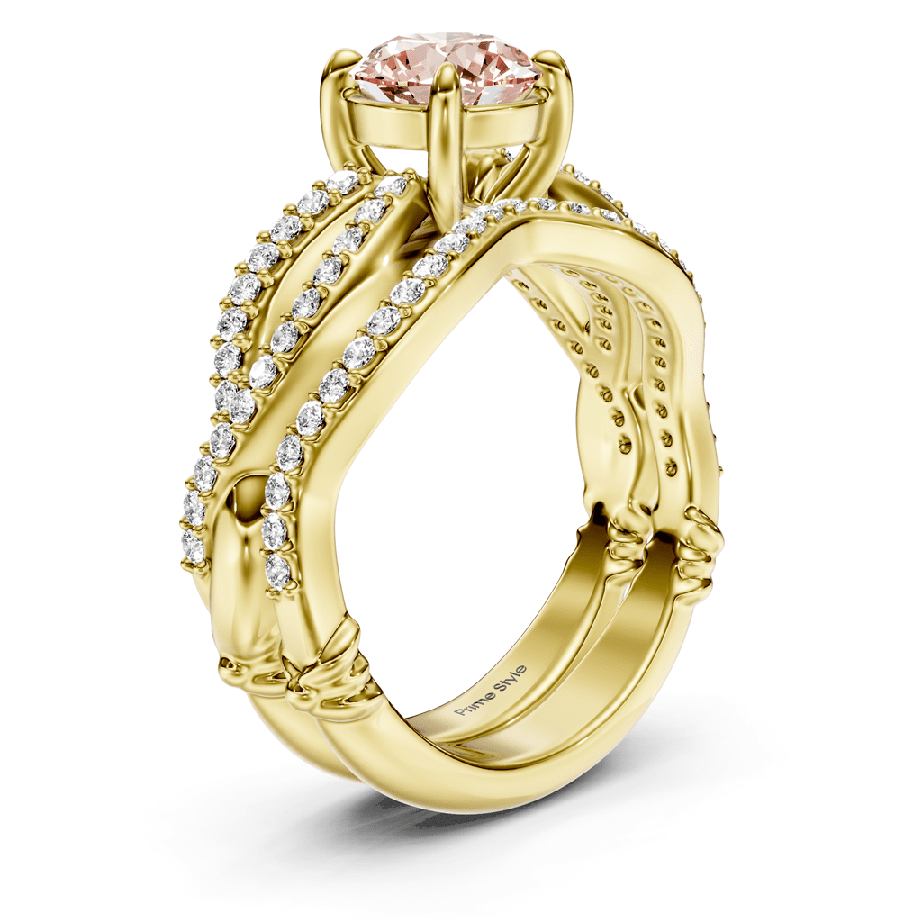 1.35-4.35 CT Round Cut Fancy Pink Diamonds - Bridal Set